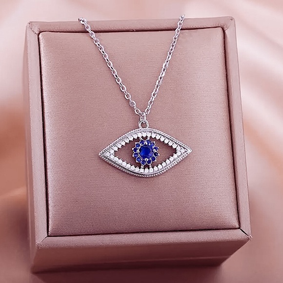 🔵𝟲𝟱%𝗢𝗙𝗙 𝗯𝘂𝗻𝗱𝗹𝗲𝘀 𝟯+🔵 NEW CZ Evil Eye Stainless Steel Necklace - Picture 6 of 11
